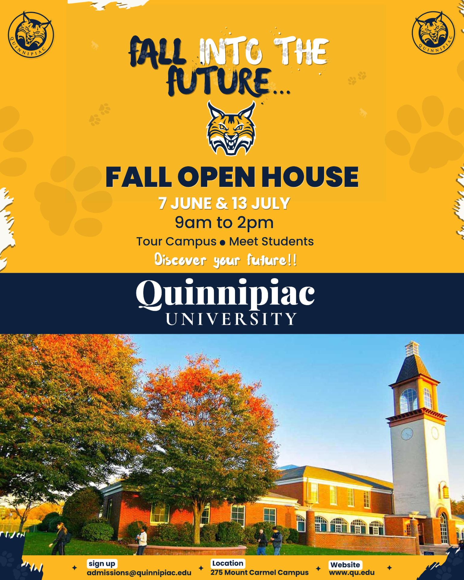 Quinnipiac University Fall Open House event poster